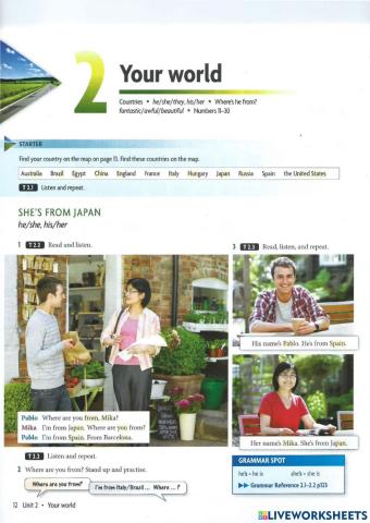 Unit 2: YOUR WORLD - (PAGE 12)