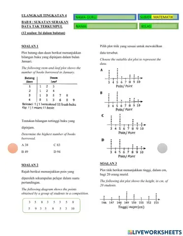 Bab 8 sukatan serakan data tak terkumpul(objektif)