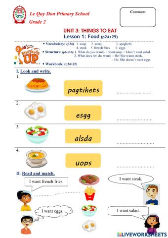 Unit 3: Things to eat - Lesson 1: Food