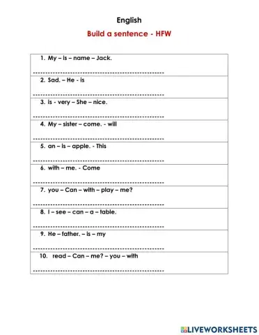 Build sentences - Ph2B