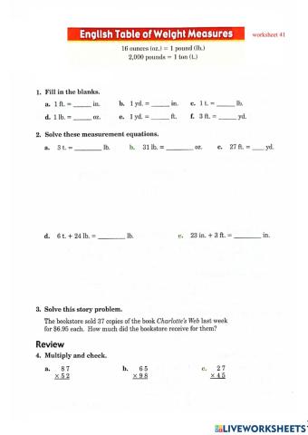 Customary measures of weight