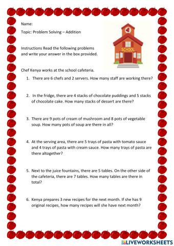 Problem Solving Addition Facts