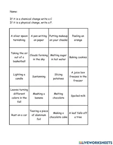 Chemical and Physical Changes