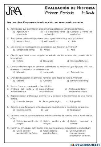 Cuestionario Historia 1°