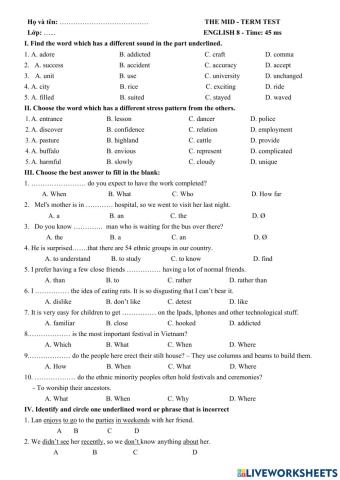 The mid-term test (E.8)