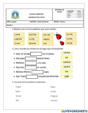 Acumulativo español primero 1°