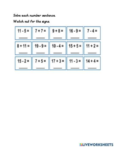 Adding and Subtracting to 20