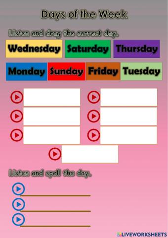 Year 2: Weeks of The Day