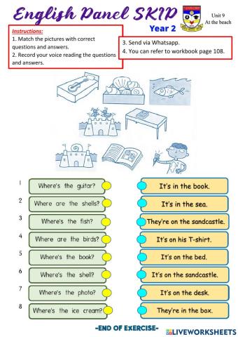 English Year 2- Unit 9-At the beach page 109 Where's-Where are