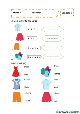 Theme 4 clothes lesson 1