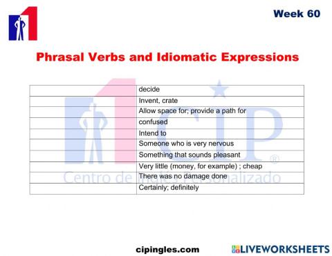 Phrasal verbs and vocabulary exams - Week 60
