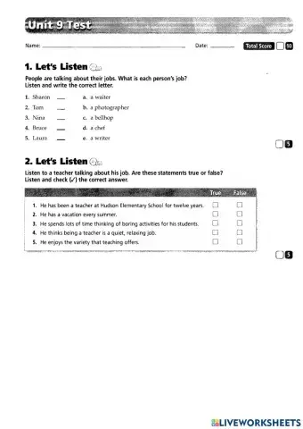 Listening test 9 about job