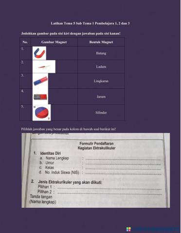 Kuis Tema 5 Sub Tema 1 PB1 PB2 PB3