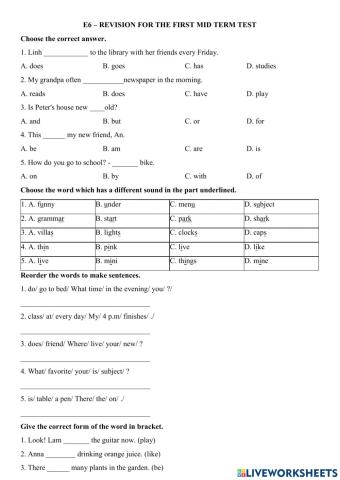E6 - revision for mid term test