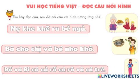 Phiếu ôn tập TV tuần 9 - Đọc câu nối hình