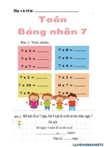 Bảng nhân 7