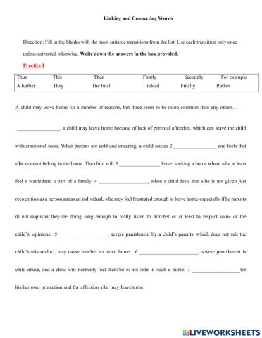 Linking and Connecting words