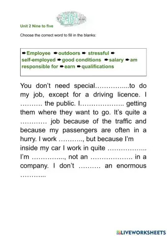 Work conditions and responsabilities