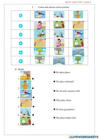 Unit 2:My  weekend( lesson 1 words)