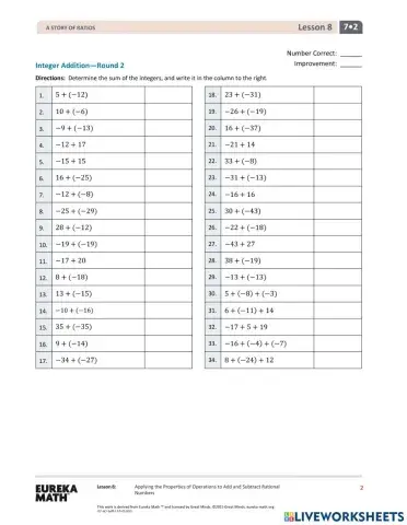 Integer Addition (Fluency - Part 2)