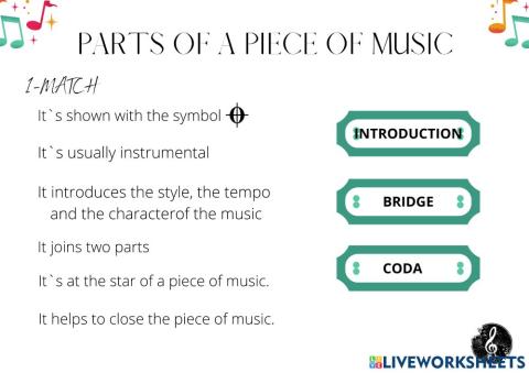 Parts of a piece of music