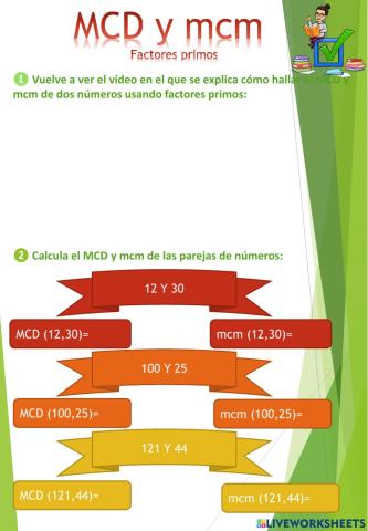 MCD y mcm con factores primos