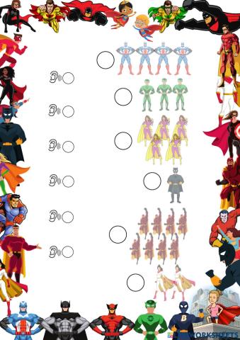 Colours and numbers superheroes