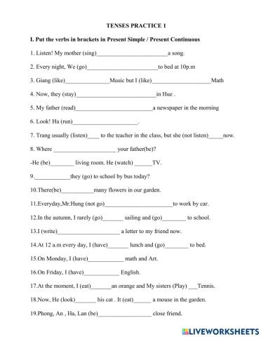 E6 Present Simple + Present Continuous 1