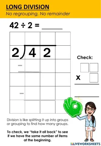 Long Division With and without regrouping. no remainders