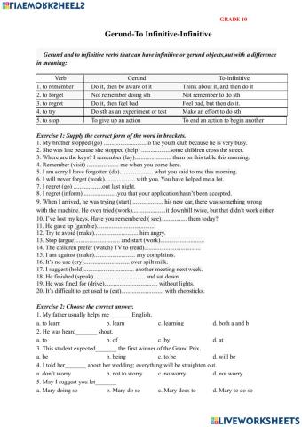 Grade 10-11: Ving to V (both)
