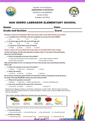 2q summative test in math 5