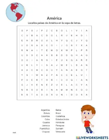 Sopa de letras: América
