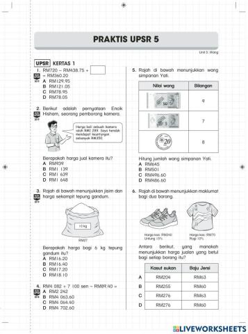 Kertas 1- wang tahun 6