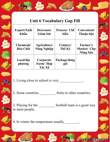 Unit 6 Vocabulary Gap Fill