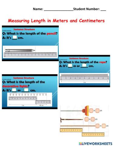 Measuring length in meters and cm