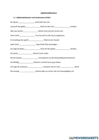 Adjektivendungen bestimmter Artikel