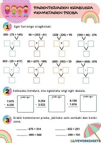 Kenketaren proba eta parentesiaren erabilera