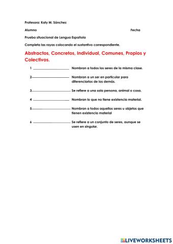 Los tipos de sustantivos