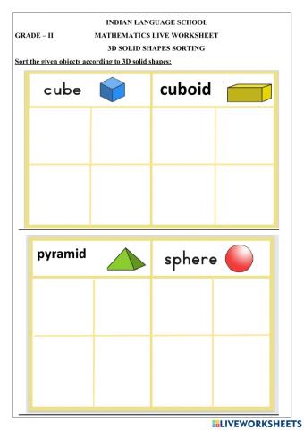 3d solid shapes sorting