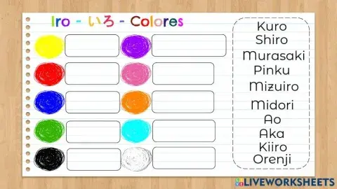 Colores en Japones-Romaji