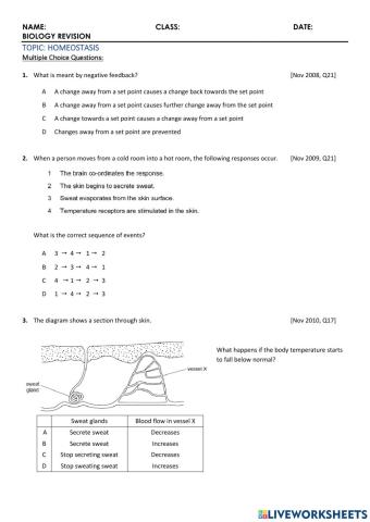 Biology - 10 Homeostasis