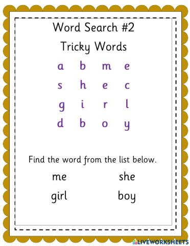 Tricky Words - Word Search 2