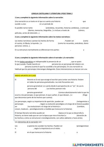 Materia examen Lengua Tema 2