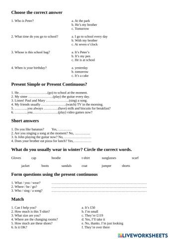 Present simple and continuous