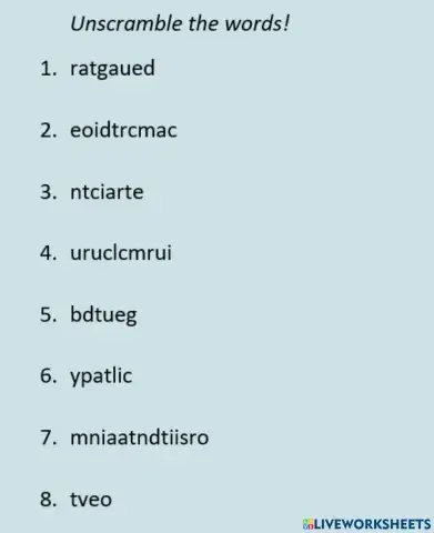 Vocabulary unscramble