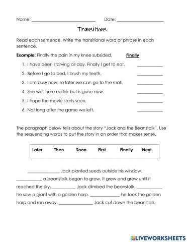 Transitional Words & Phrases