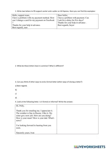 Writing letters formal and informal