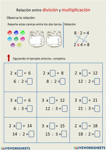 Relación multiplicación y división