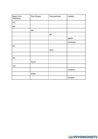 Irregular Verbs 2nd ESO