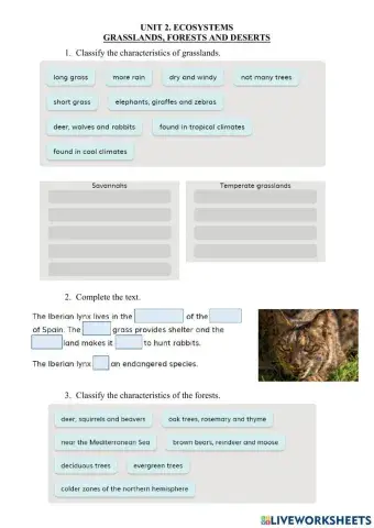 2.2 Ecosystems. Grasslands, Forests and Deserts